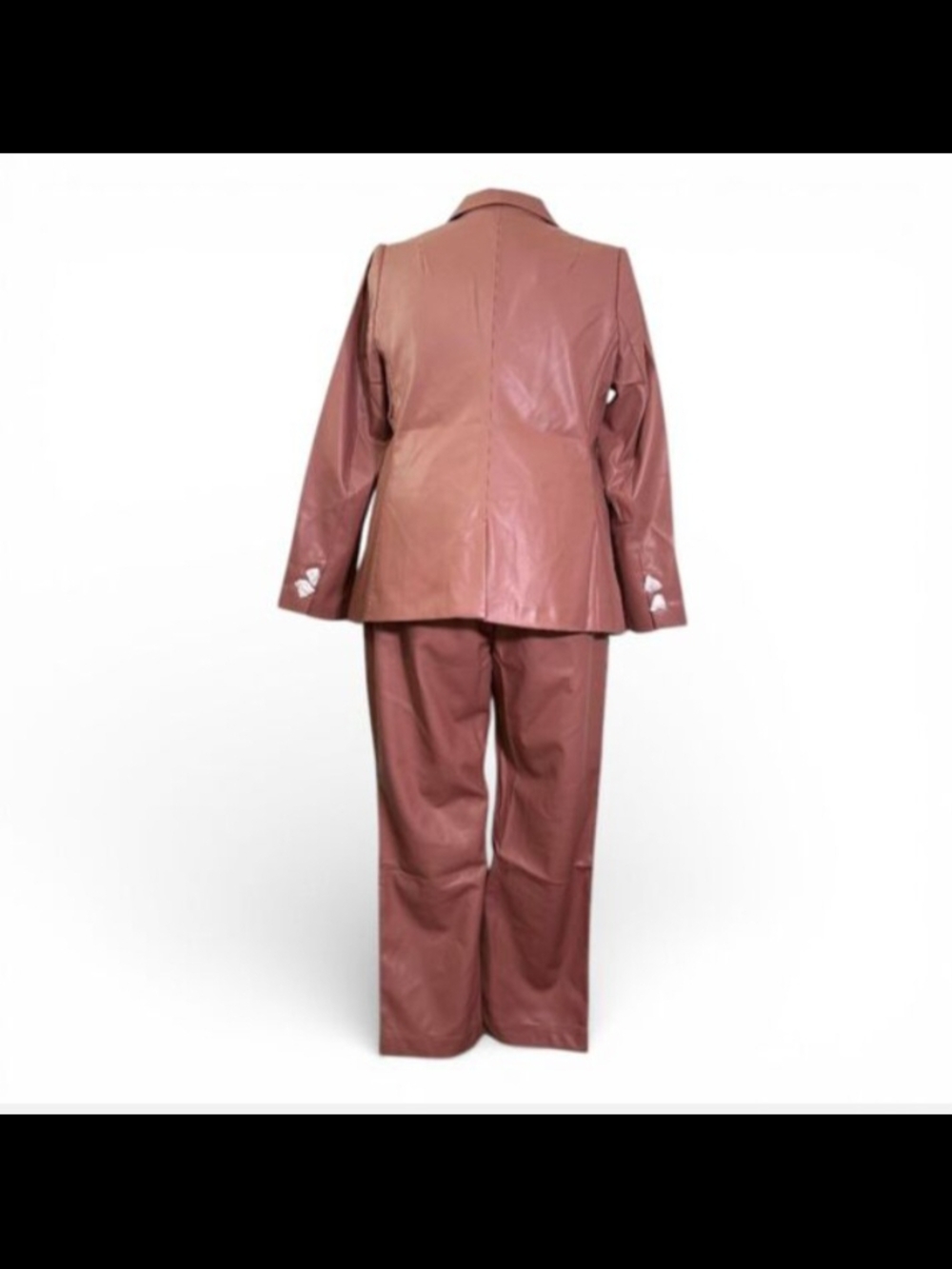 Wildfang The Empower Vegan Leather 2 Pc Suite Tux Blazer/Trousers Brown Rose - Picture 7 of 11